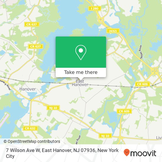 Mapa de 7 Wilson Ave W, East Hanover, NJ 07936