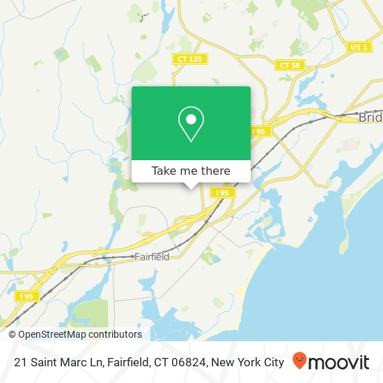 Mapa de 21 Saint Marc Ln, Fairfield, CT 06824