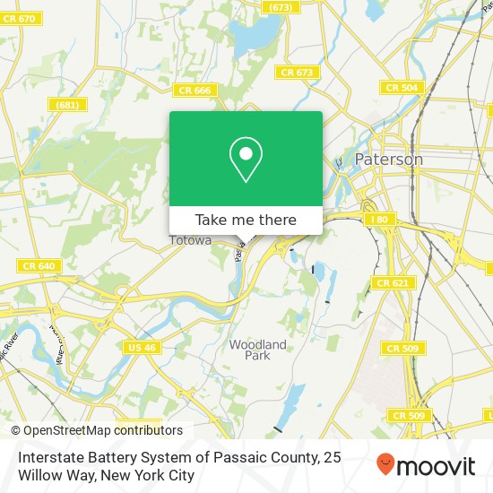 Mapa de Interstate Battery System of Passaic County, 25 Willow Way