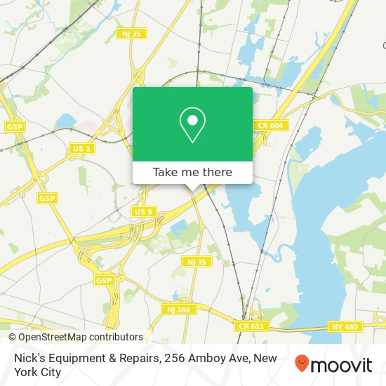 Mapa de Nick's Equipment & Repairs, 256 Amboy Ave