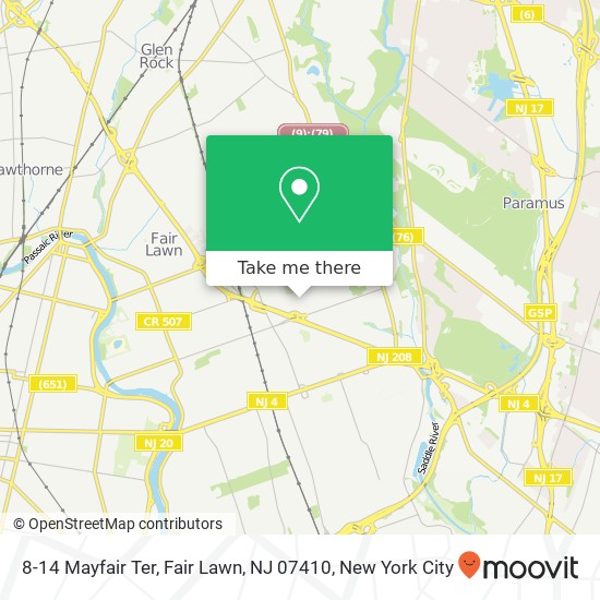 Mapa de 8-14 Mayfair Ter, Fair Lawn, NJ 07410