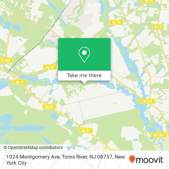 Mapa de 1024 Montgomery Ave, Toms River, NJ 08757