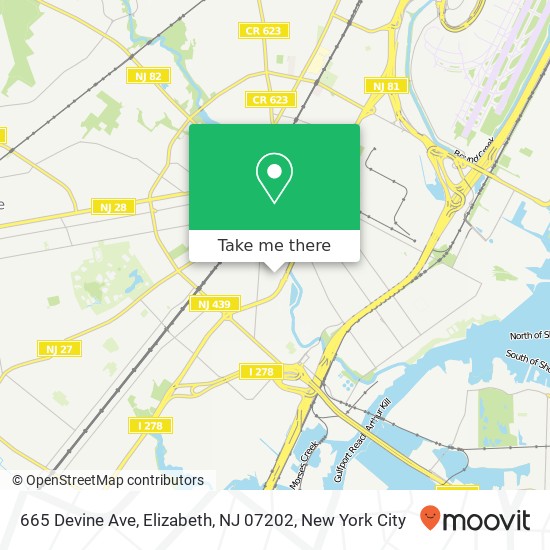 Mapa de 665 Devine Ave, Elizabeth, NJ 07202