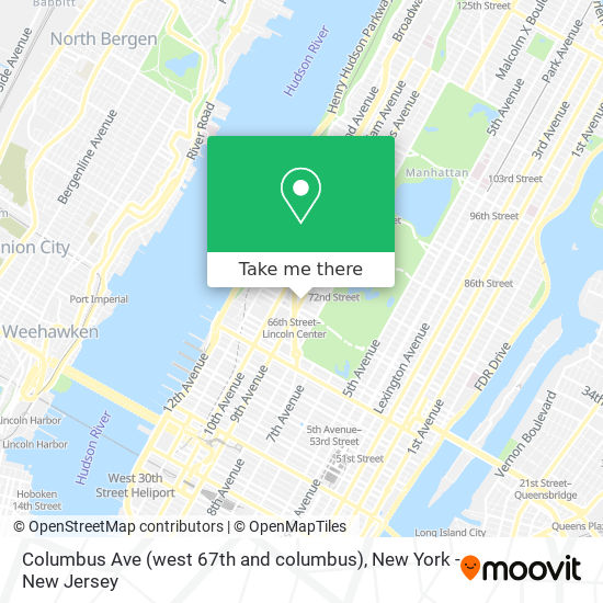 Columbus Ave (west 67th and columbus) map