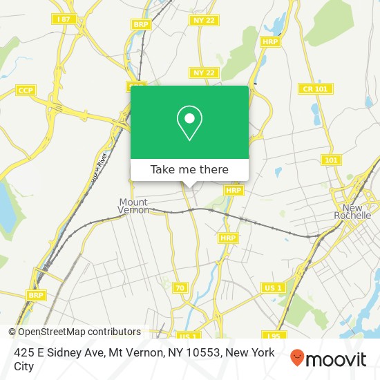 Mapa de 425 E Sidney Ave, Mt Vernon, NY 10553