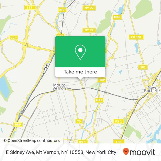 Mapa de E Sidney Ave, Mt Vernon, NY 10553