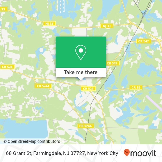 Mapa de 68 Grant St, Farmingdale, NJ 07727