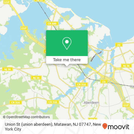 Mapa de Union St (union aberdeen), Matawan, NJ 07747