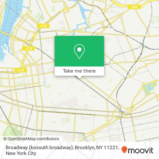 Mapa de Broadway (kossuth broadway), Brooklyn, NY 11221