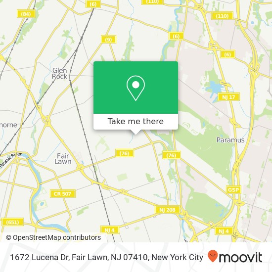 Mapa de 1672 Lucena Dr, Fair Lawn, NJ 07410