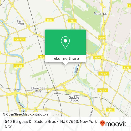 540 Burgess Dr, Saddle Brook, NJ 07663 map