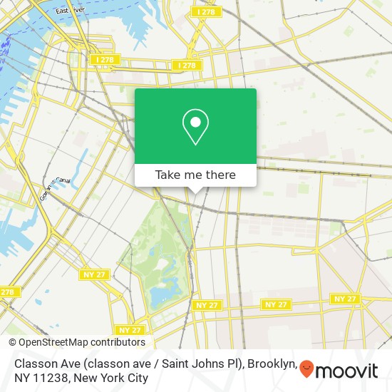 Mapa de Classon Ave (classon ave / Saint Johns Pl), Brooklyn, NY 11238