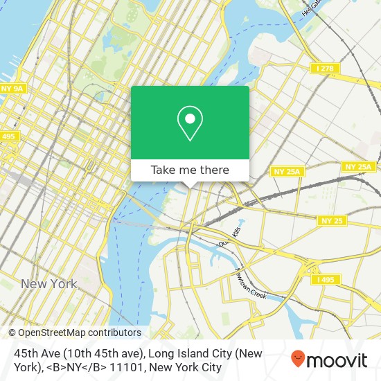 45th Ave (10th 45th ave), Long Island City (New York), <B>NY< / B> 11101 map