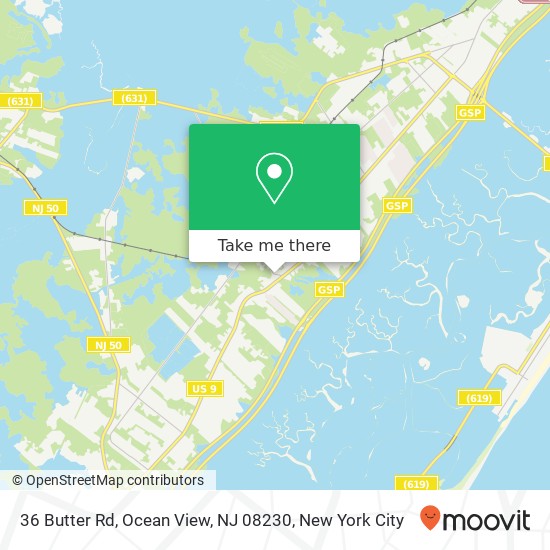 Mapa de 36 Butter Rd, Ocean View, NJ 08230