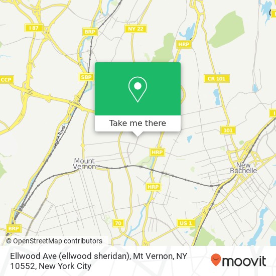 Mapa de Ellwood Ave (ellwood sheridan), Mt Vernon, NY 10552