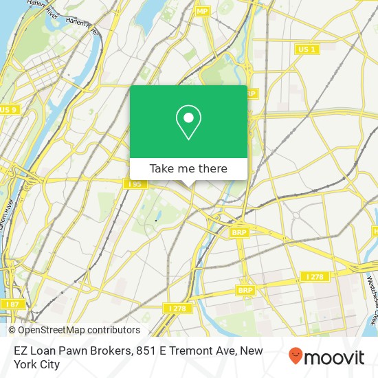 Mapa de EZ Loan Pawn Brokers, 851 E Tremont Ave