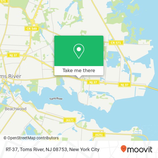 Mapa de RT-37, Toms River, NJ 08753