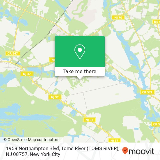 Mapa de 1959 Northampton Blvd, Toms River (TOMS RIVER), NJ 08757