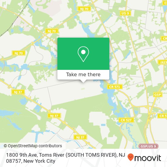 Mapa de 1800 9th Ave, Toms River (SOUTH TOMS RIVER), NJ 08757