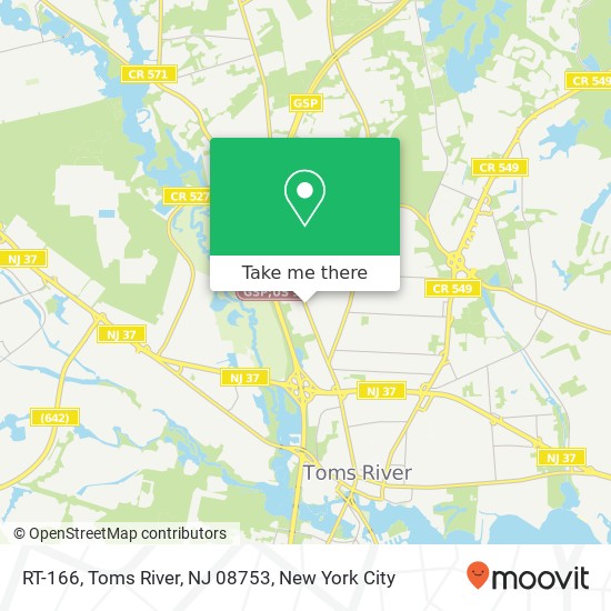 Mapa de RT-166, Toms River, NJ 08753