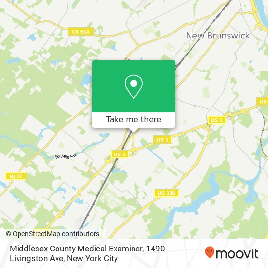Mapa de Middlesex County Medical Examiner, 1490 Livingston Ave