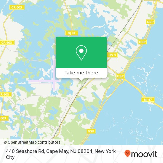 Mapa de 440 Seashore Rd, Cape May, NJ 08204