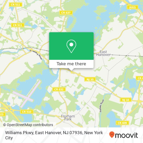 Mapa de Williams Pkwy, East Hanover, NJ 07936