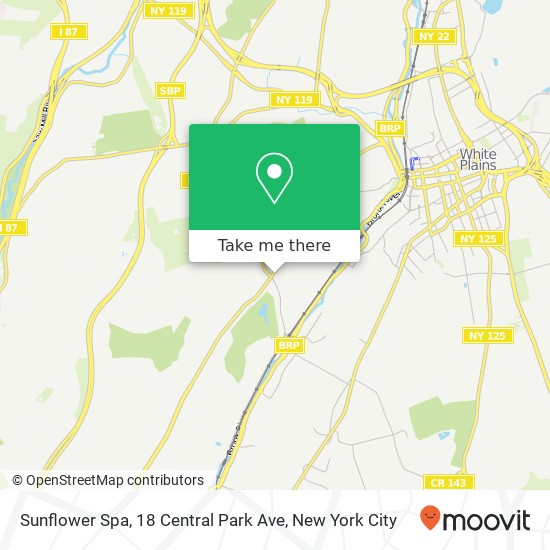 Mapa de Sunflower Spa, 18 Central Park Ave