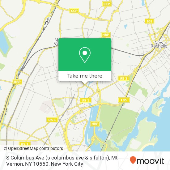 Mapa de S Columbus Ave (s columbus ave & s fulton), Mt Vernon, NY 10550