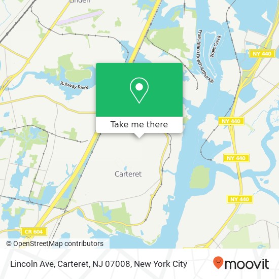 Mapa de Lincoln Ave, Carteret, NJ 07008