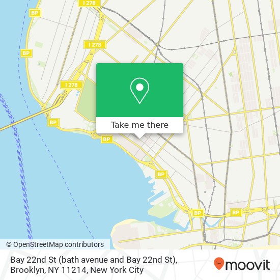 Mapa de Bay 22nd St (bath avenue and Bay 22nd St), Brooklyn, NY 11214