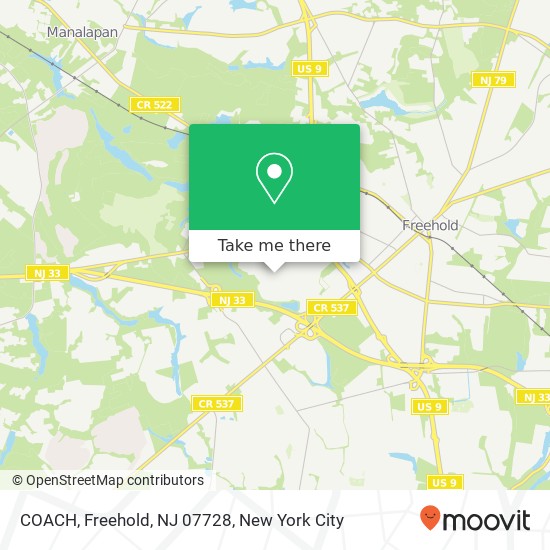 Mapa de COACH, Freehold, NJ 07728