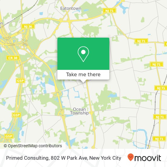 Mapa de Primed Consulting, 802 W Park Ave