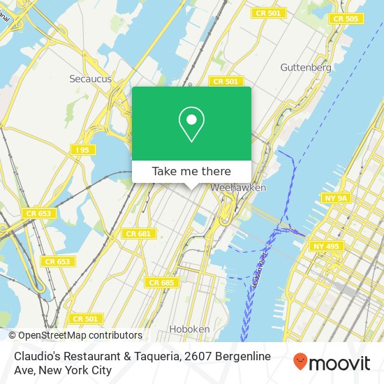 Mapa de Claudio's Restaurant & Taqueria, 2607 Bergenline Ave
