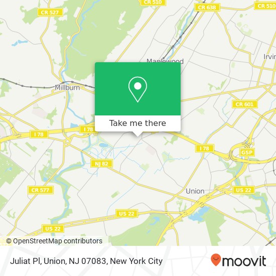 Mapa de Juliat Pl, Union, NJ 07083