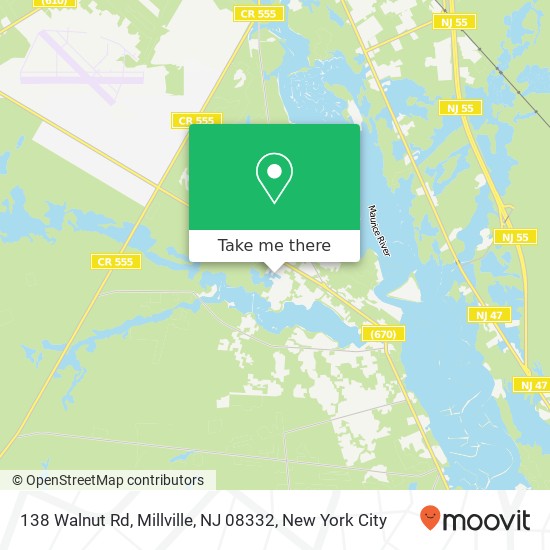 Mapa de 138 Walnut Rd, Millville, NJ 08332