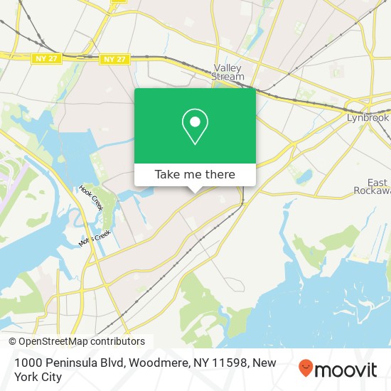 Mapa de 1000 Peninsula Blvd, Woodmere, NY 11598