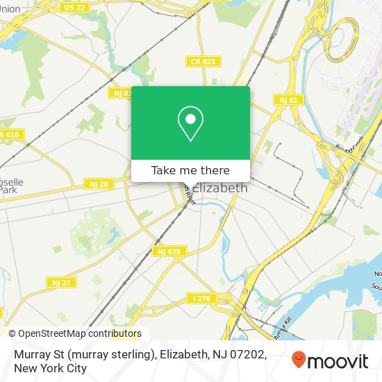 Mapa de Murray St (murray sterling), Elizabeth, NJ 07202