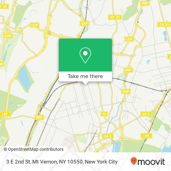 Mapa de 3 E 2nd St, Mt Vernon, NY 10550
