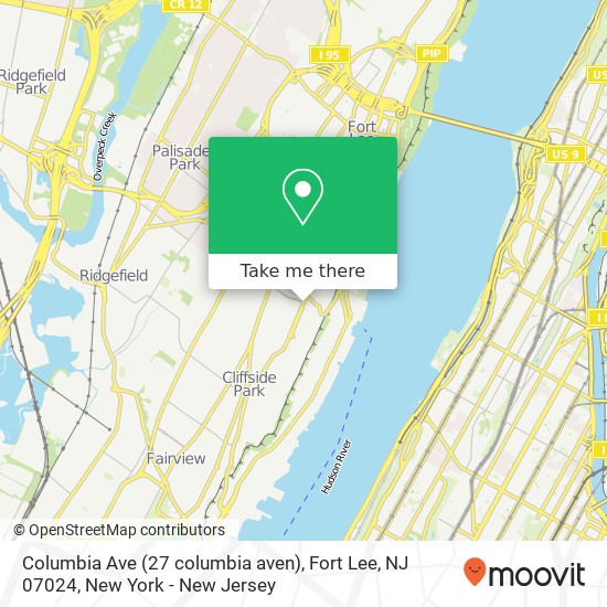 Mapa de Columbia Ave (27 columbia aven), Fort Lee, NJ 07024