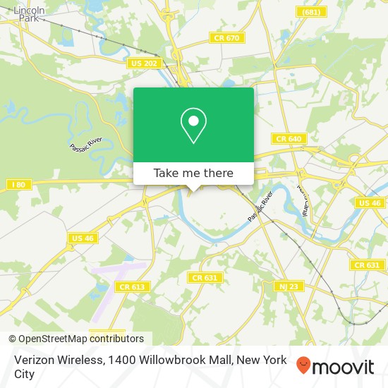 Mapa de Verizon Wireless, 1400 Willowbrook Mall