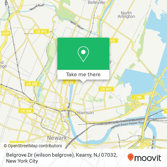 Mapa de Belgrove Dr (wilson belgrove), Kearny, NJ 07032