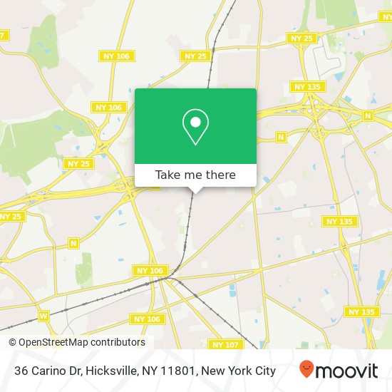 Mapa de 36 Carino Dr, Hicksville, NY 11801