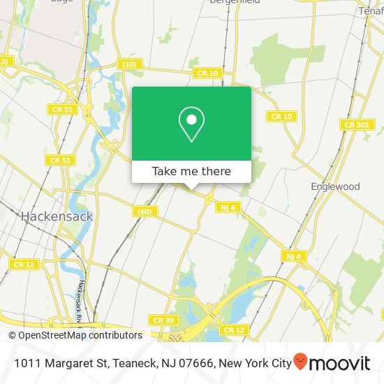 Mapa de 1011 Margaret St, Teaneck, NJ 07666