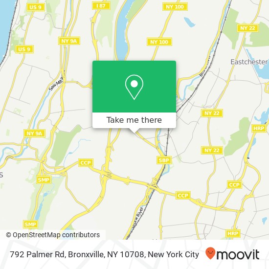 Mapa de 792 Palmer Rd, Bronxville, NY 10708