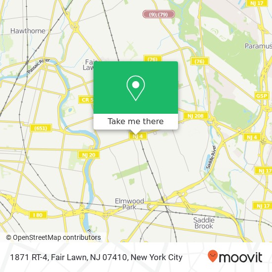 Mapa de 1871 RT-4, Fair Lawn, NJ 07410