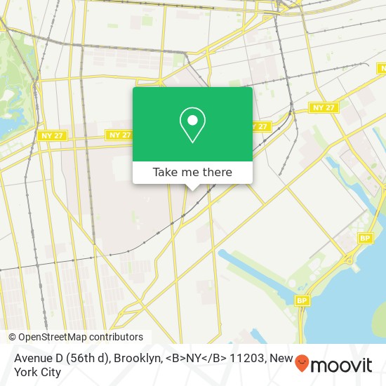 Avenue D (56th d), Brooklyn, <B>NY< / B> 11203 map