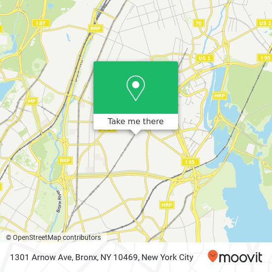 Mapa de 1301 Arnow Ave, Bronx, NY 10469