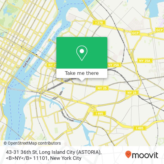 Mapa de 43-31 36th St, Long Island City (ASTORIA), <B>NY< / B> 11101