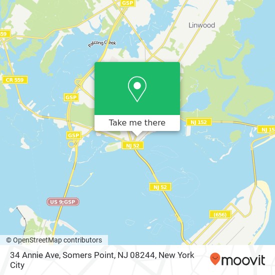 Mapa de 34 Annie Ave, Somers Point, NJ 08244